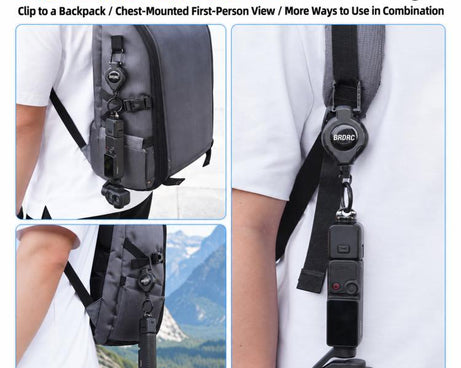 For DJI Pocket 4P / Insta360 X6 BRDRC Retractable Spring-Loaded Backpack Clip