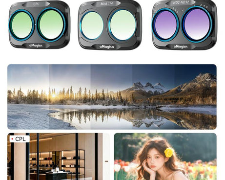 For DJI Osmo Pocket 4P aMagisn Magnetic Lens Filter, Wide-Angle Lens, Mist 1/4+Cool Night, VND-CPL+Mist 1/4+VND2-32, VND-CPL+Mist 1/4+VND2-32+Star, VND-CPL+Mist 1/4+VND2-32+Cool Night