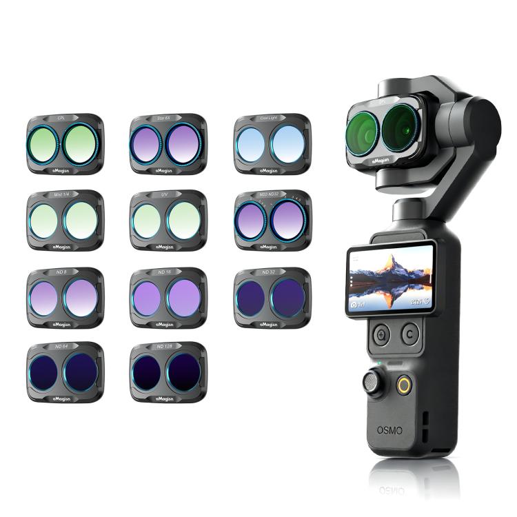 For DJI Osmo Pocket 4P aMagisn Magnetic Lens Filter, Wide-Angle Lens, Mist 1/4+Cool Night, VND-CPL+Mist 1/4+VND2-32, VND-CPL+Mist 1/4+VND2-32+Star, VND-CPL+Mist 1/4+VND2-32+Cool Night