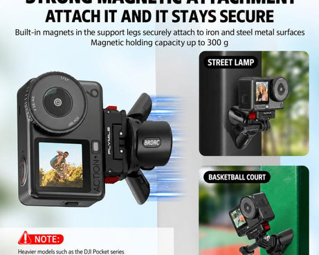 For DJI Pocket 4P / Insta360 X6 BRDRC Magnetic Tripod Mount Base