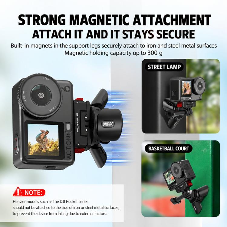 For DJI Pocket 4P / Insta360 X6 BRDRC Magnetic Tripod Mount Base