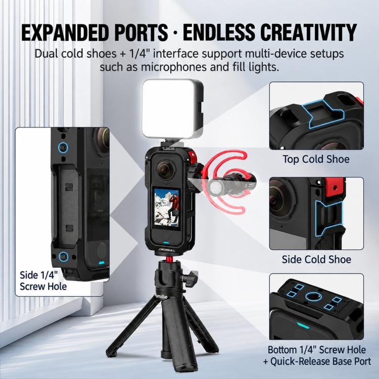 For Insta360 X4 Air Flymile Action Camera Protective Expansion Cage