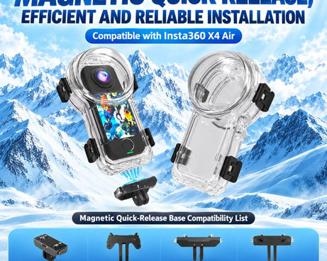 For Insta360 X4 Air Invisible Dive Case 60m/197ft Waterproof Underwater Housing with Magnetic Quick Release Mount