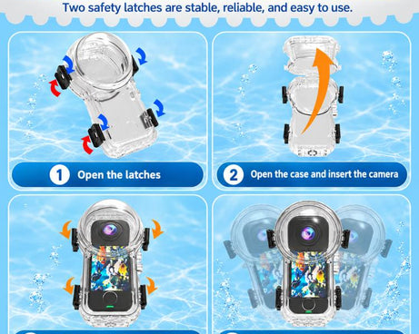 For Insta360 X4 Air Invisible Dive Case 60m/197ft Waterproof Underwater Housing with Magnetic Quick Release Mount