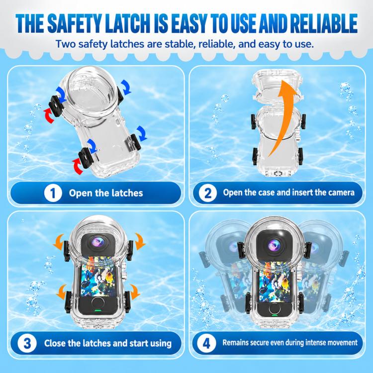 For Insta360 X4 Air Invisible Dive Case 60m/197ft Waterproof Underwater Housing with Magnetic Quick Release Mount