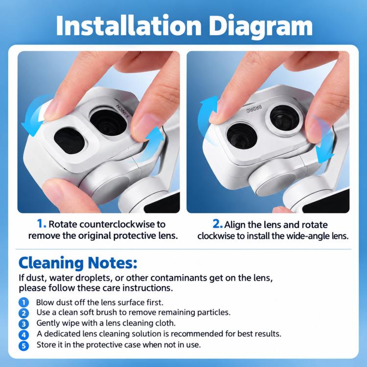 For DJI Osmo Pocket 4P BRDRC 108° Field Of View Wide-angle Lens External Filter