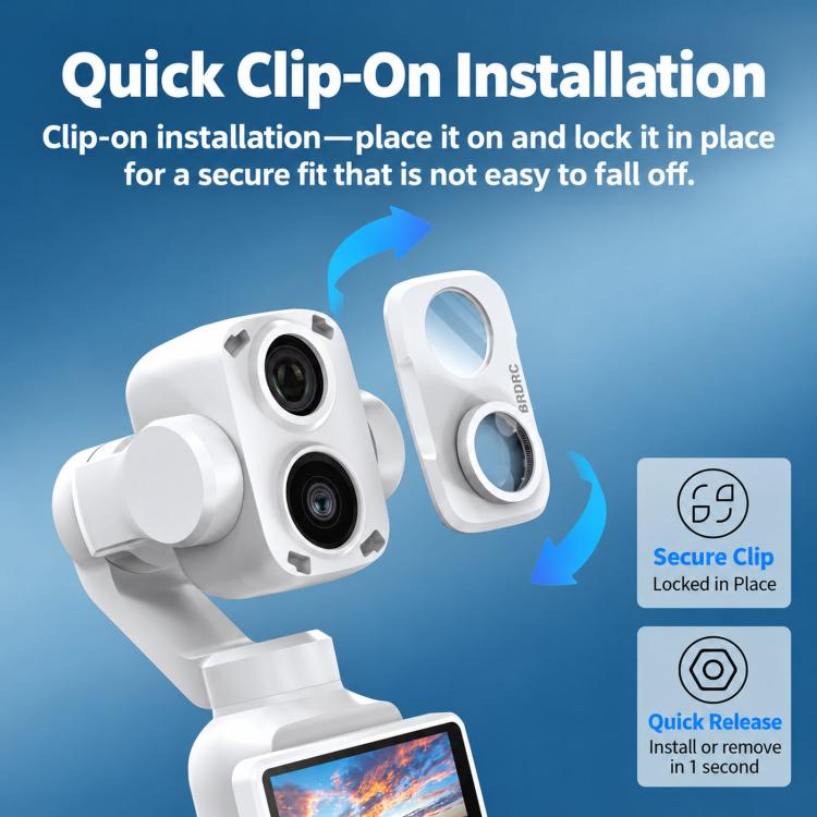 For DJI Osmo Pocket 4P BRDRC 108° Field Of View Wide-angle Lens External Filter