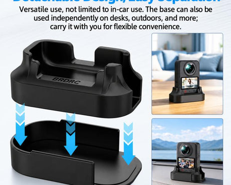 BRDRC Car Split-Design Base Adhesive Anti-Slip Mount for DJI Osmo 360 I / II