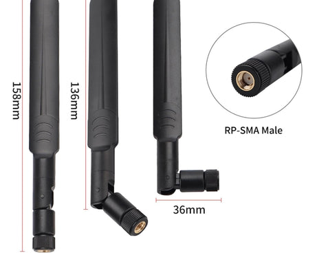 2 x 6dBi 2.4GHz 5GHz Dual Band WiFi RP-SMA Male Antenna + 2 x 35CM RP-SMA IPEX MHF4 Pigtail Cable for M.2 NGFF WiFi WLAN Card, 6dBi Antenna + RP-SMA Cable