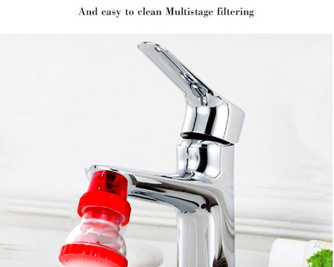 Big 360-degree shower head faucet, plastic material.