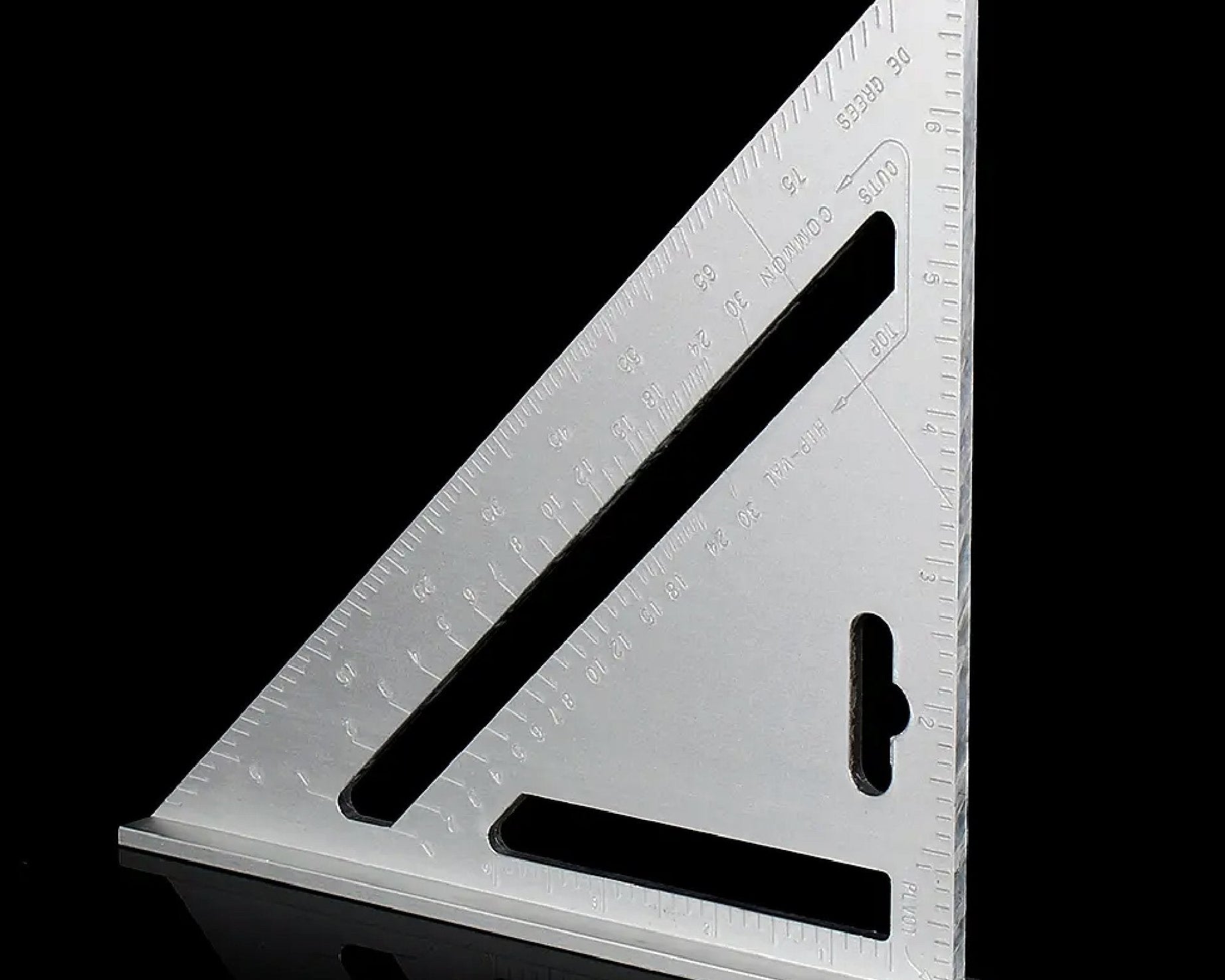 Double side scale triangle tool for accurate measures.