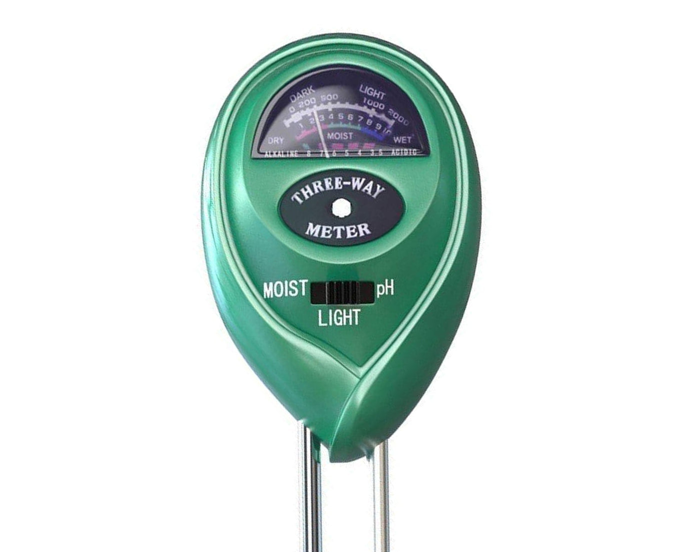 Soil tester with moisture, pH, and light measurement.