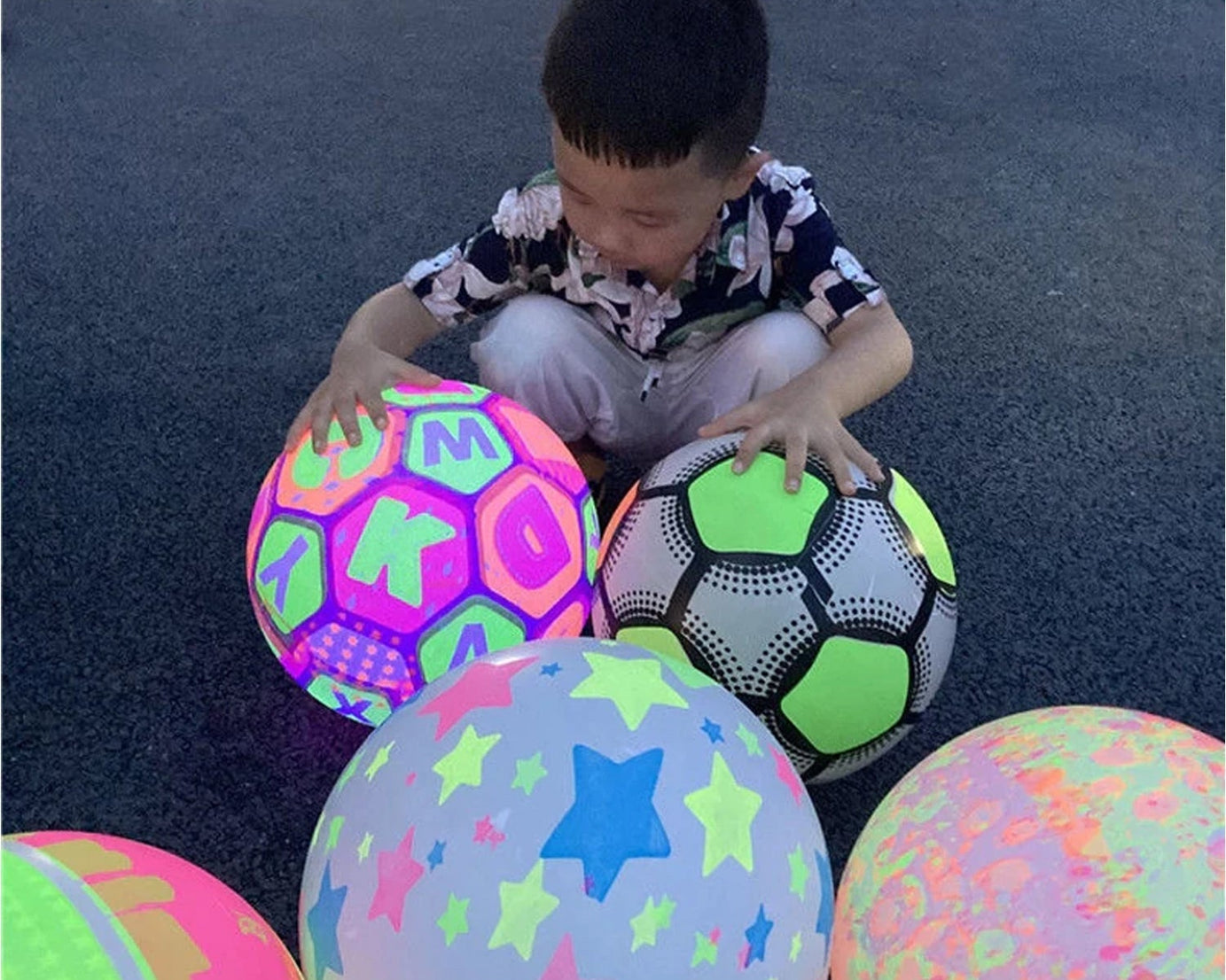Bouncy LED stress ball for kids, demonstrating its bounce and fun features