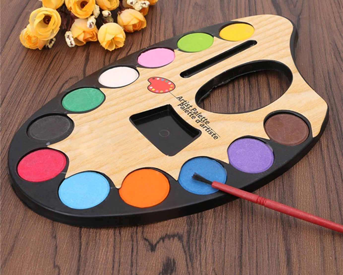 Non-toxic watercolor painting set with various colors