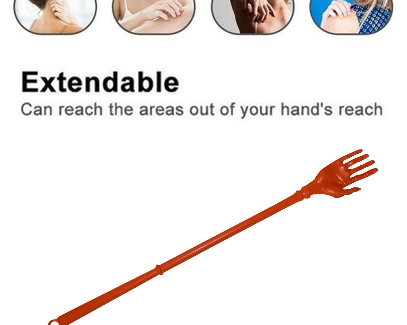 Itch relief back scratcher stick, plastic material.