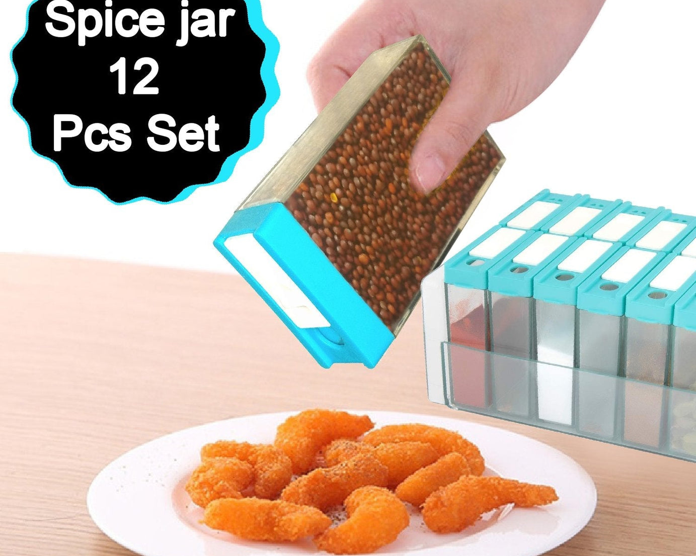 2407 Plastic Spice Jars Dispenser Masala Rack Easy Flow Storage 