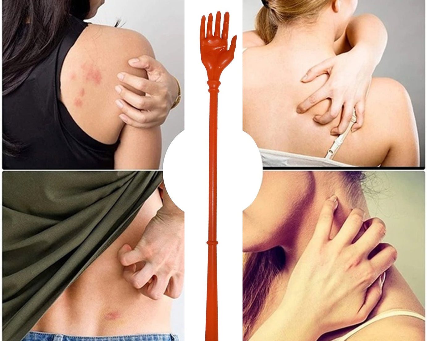 Back body scratcher stick, made of durable plastic.