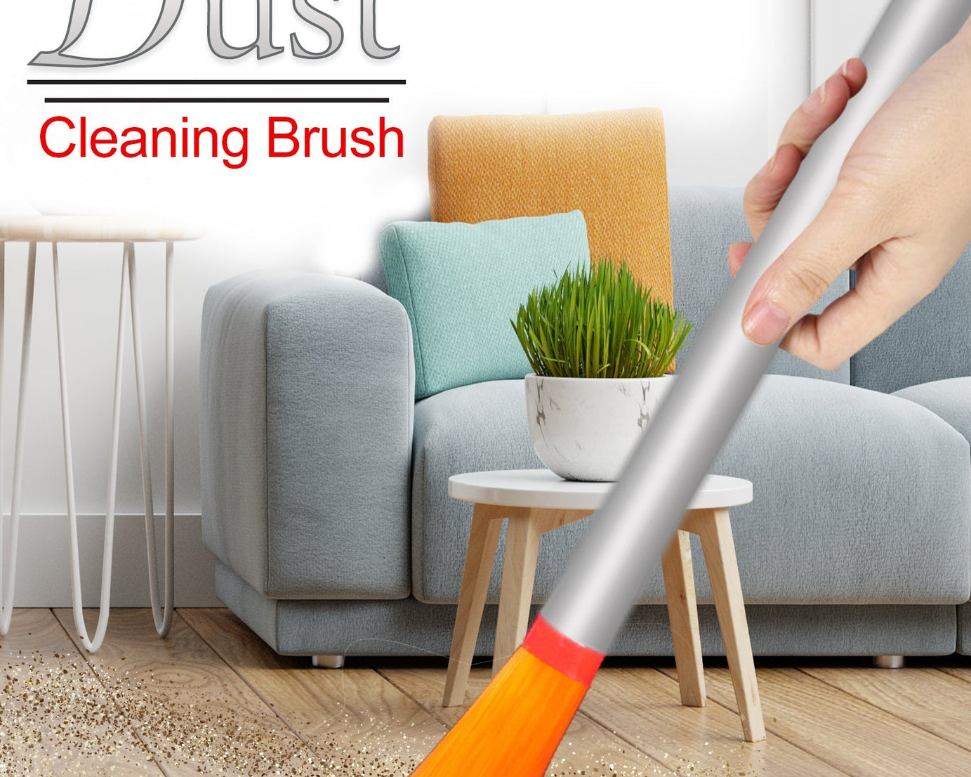 Deep cleaning dust brush with steel handle, compact size