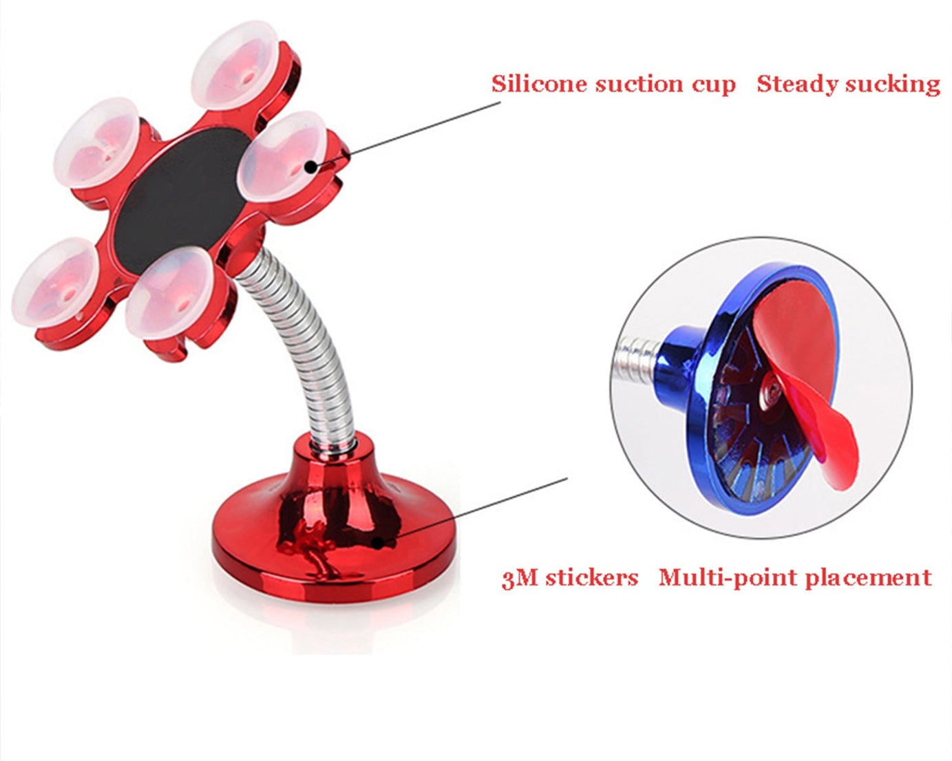 Flower-shaped holder for car with suction cup.