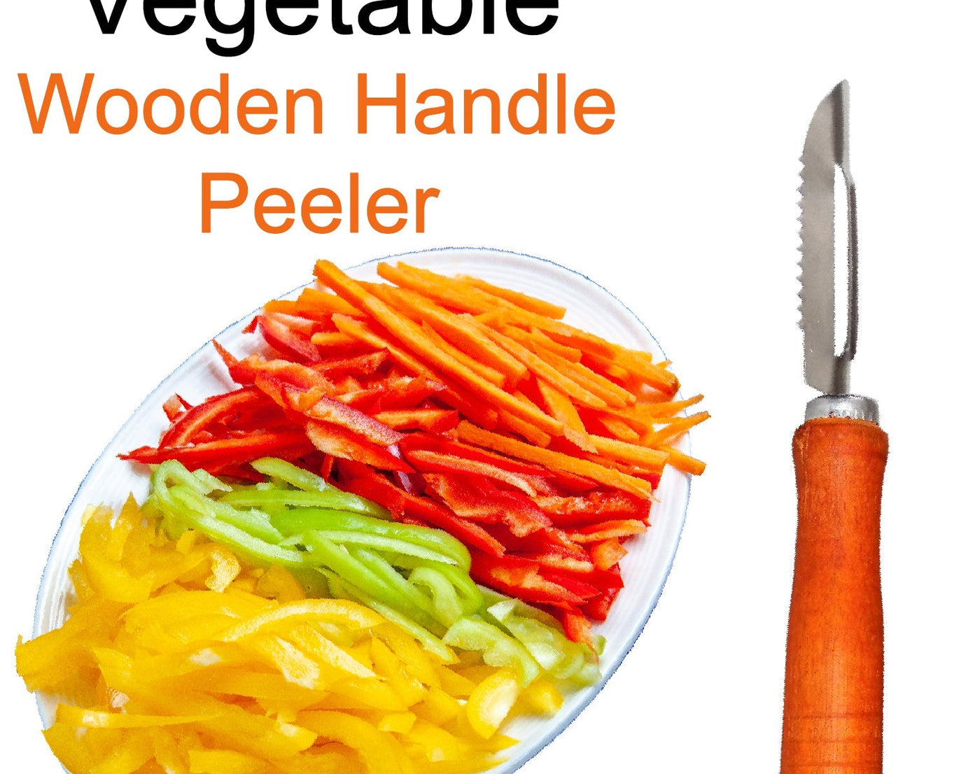 Efficient stainless steel vegetable peeler, wooden handle