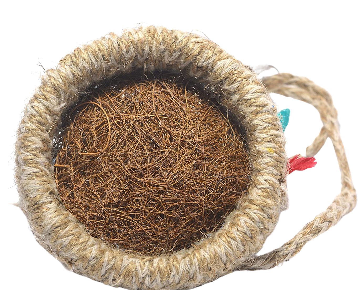 Jute hanging birds nest with intricate weaving