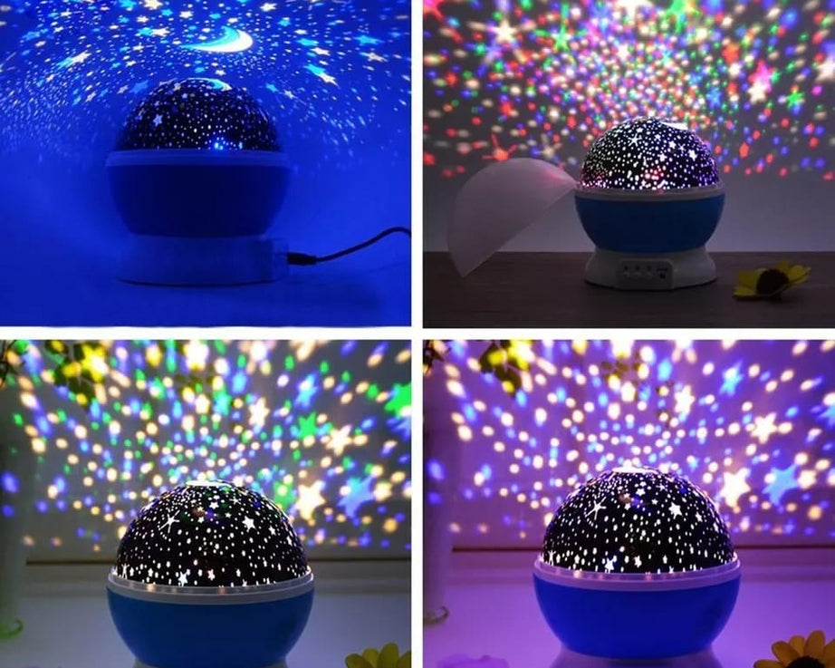 Projection night lamp showing stars and moon patterns