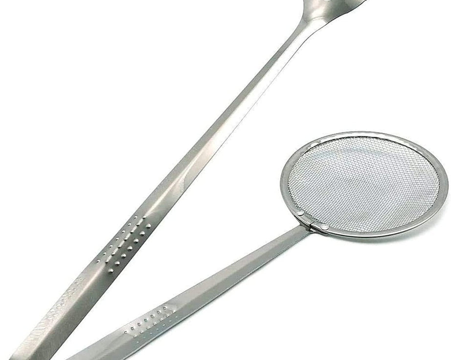 2-in-1 stainless steel filter spoon with clip, multi-functional.