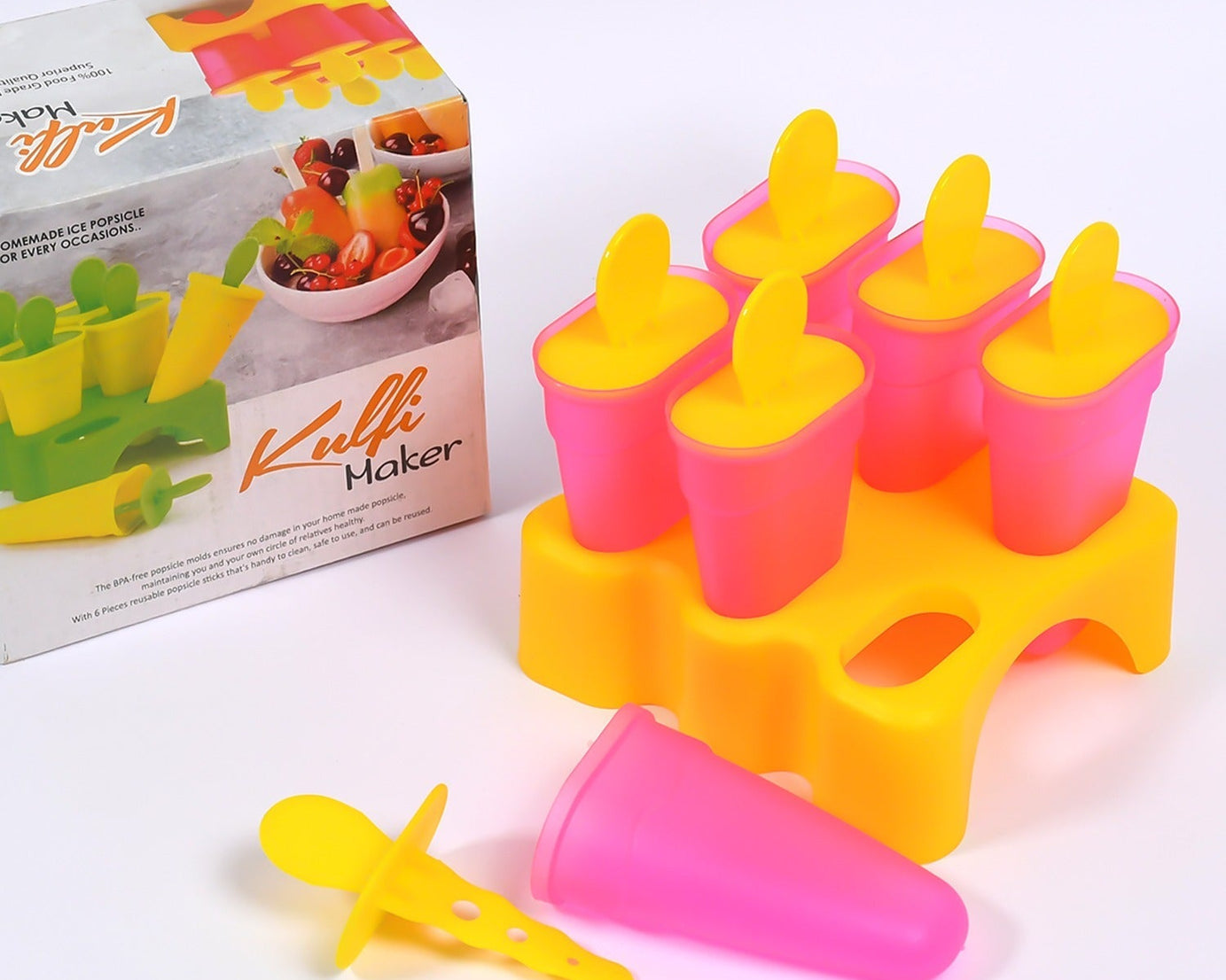Kulfi moulds set with lids for freezer use