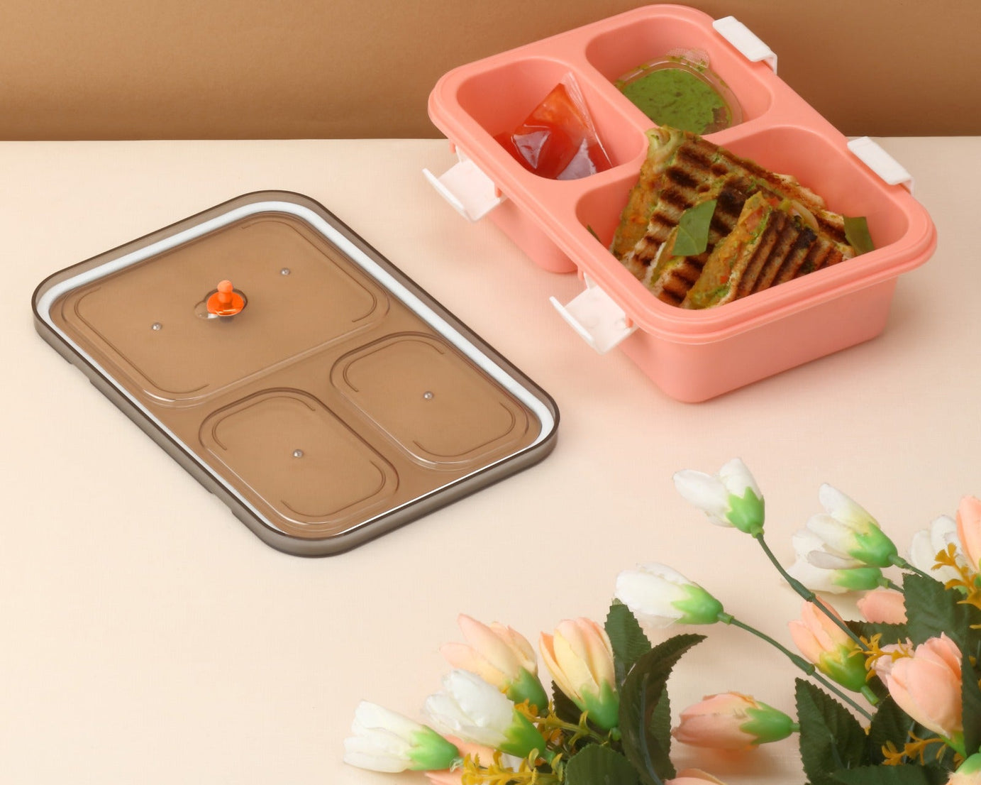 Plastic Lunch Box for Kids, Lunch Box for Kids 3 Compartment Insulated Lunch Box Tiffin Box for Boys, Girls, School & Office Men (3 Compartment Lunch Box)