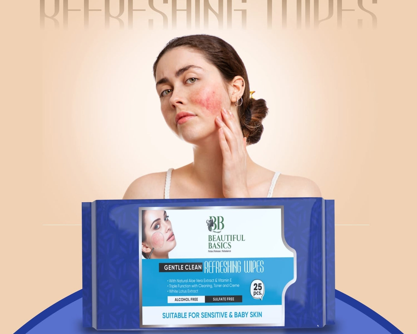 Refreshing Wet Wipes for Face | Facial Cleansing | Refreshing & Skin Hydration| Soothing for skin | pH Balance & Alcohol Free | Nourishing with Fruit extract | 25 Wipes