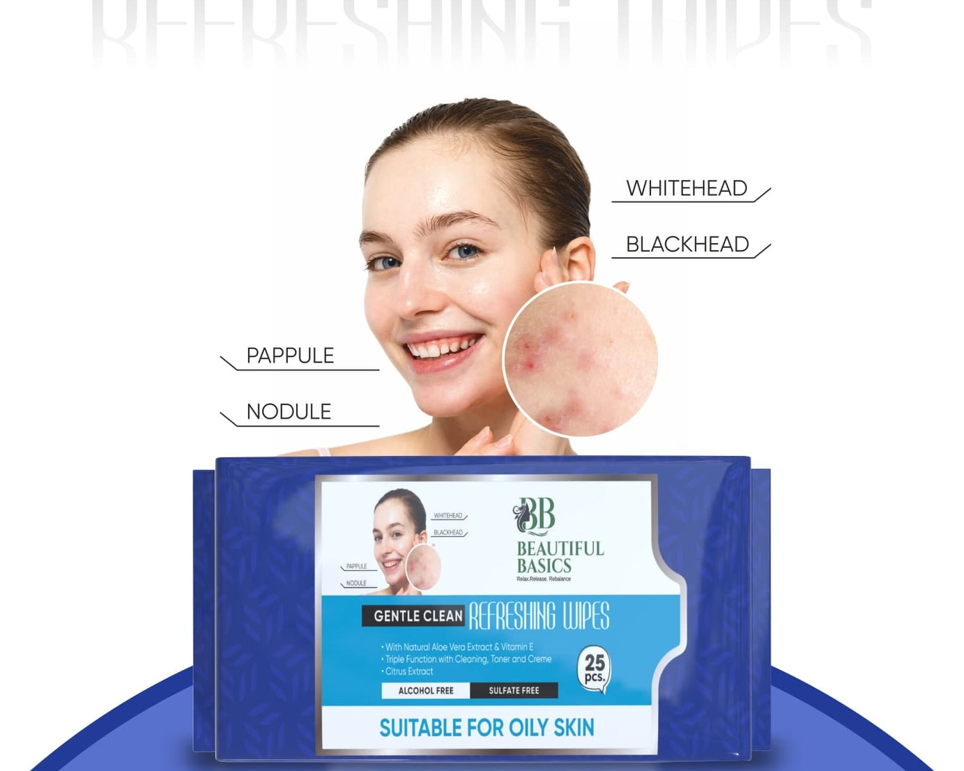 Refreshing Wet Wipes for Face | Facial Cleansing | Refreshing & Skin Hydration| Soothing for skin | pH Balance & Alcohol Free | Nourishing with Fruit extract | 25 Wipes