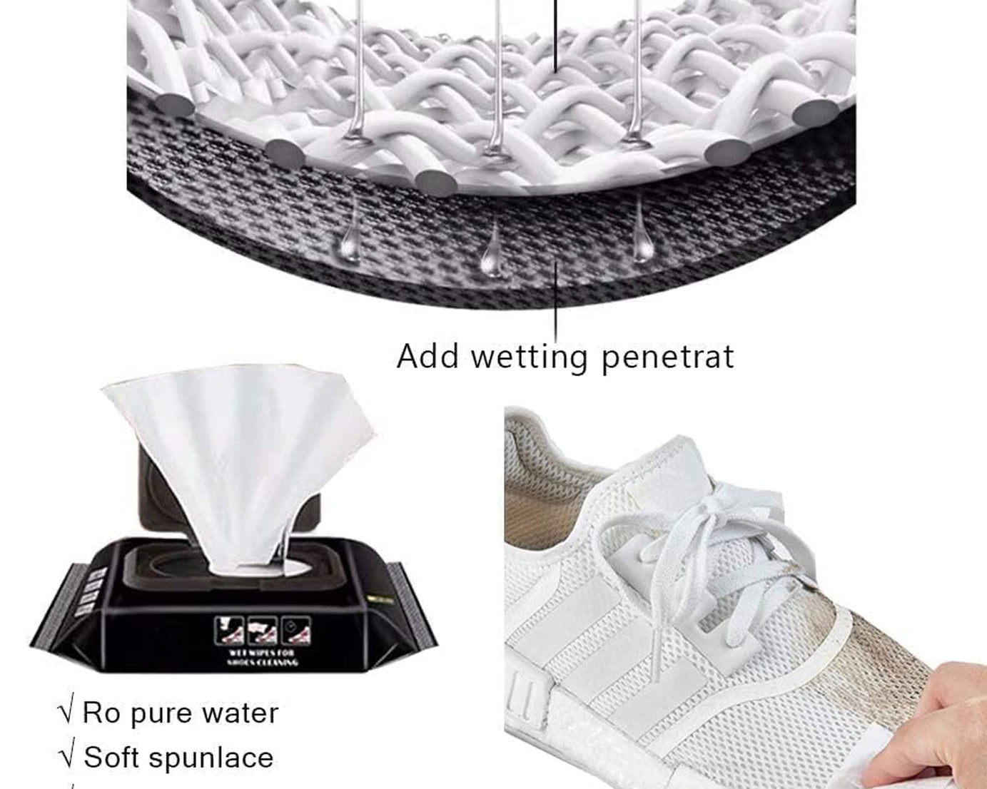 Shoe Cleaning Wet Wipes (80 Pack) - Travel Friendly!