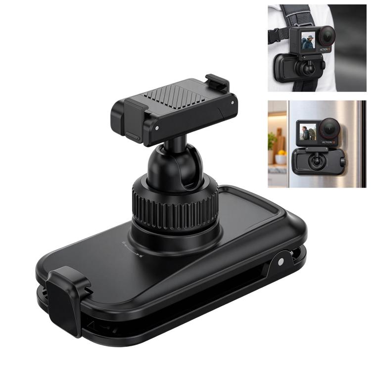 Magnetic Quick-Release Base Backpack Clamp Mount for DJI Action 3 / 4 / 5 Pro / Osmo 360, For DJI Action 3 / 4 / 5 Pro / Osmo 360
