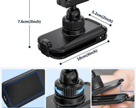 Magnetic Quick-Release Base Backpack Clamp Mount for DJI Action 3 / 4 / 5 Pro / Osmo 360, For DJI Action 3 / 4 / 5 Pro / Osmo 360