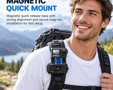 Magnetic Quick-Release Base Backpack Clamp Mount for DJI Action 3 / 4 / 5 Pro / Osmo 360, For DJI Action 3 / 4 / 5 Pro / Osmo 360