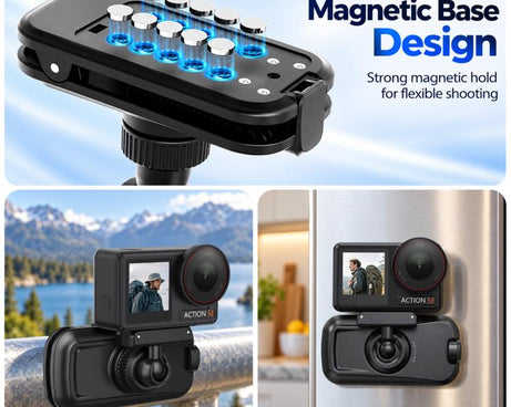 Magnetic Quick-Release Base Backpack Clamp Mount for DJI Action 3 / 4 / 5 Pro / Osmo 360, For DJI Action 3 / 4 / 5 Pro / Osmo 360