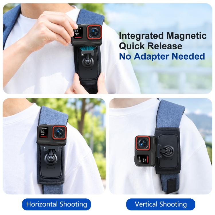 Magnetic Quick-Release Backpack Shoulder Strap Mount for Insta360 Ace Pro 2 / 1 / Ace / X5, For Insta360 Ace Pro 2 / 1 / Ace / X5
