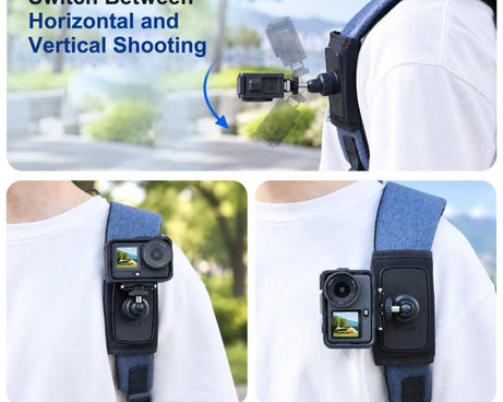 Magnetic Quick-Release Backpack Shoulder Strap Mount with 1/4 inch Screw Interface & Phone Clamp for DJI, Insta360, GoPro and Other Action Cameras, Smartphones, For DJI, Insta360, GoPro and Other Action Cameras, Smartphones