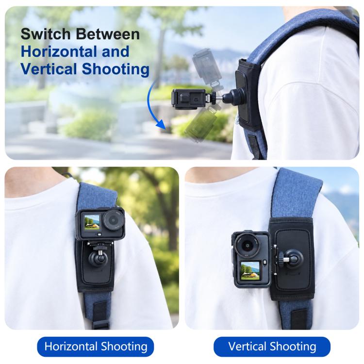 Magnetic Quick-Release Backpack Shoulder Strap Mount with 1/4 inch Screw Interface & Phone Clamp for DJI, Insta360, GoPro and Other Action Cameras, Smartphones, For DJI, Insta360, GoPro and Other Action Cameras, Smartphones