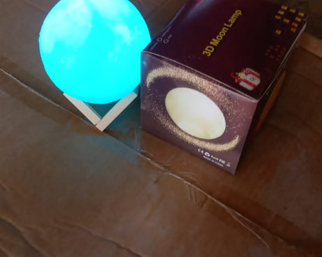 Moon Night Lamp Blue Color with Plastic Stand (15 x12 Cm / 1 Pc)