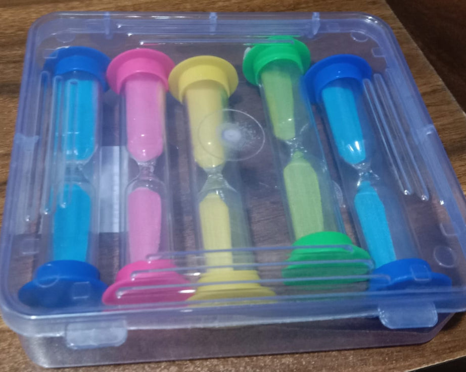 Sand Timer Plastic Hourglass, Sand Glass Toy Sand Clock for Kitchen, Office, School and Brushing Teeth for Bathroom Timer Clock Children Hourglass Sand glass Toothbrush Household Sand Clock (3 Min Approx / 5 pc)