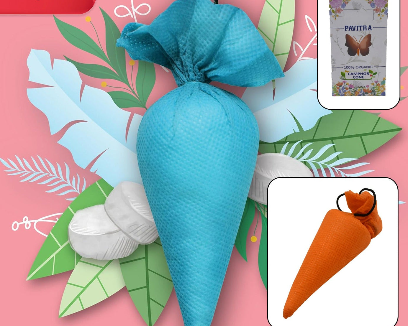 3615 Organic Camphor Cone, Camphor Cone (Charlie) - Room, Car and Air Freshener & Mosquito Repellent (1 Pc)