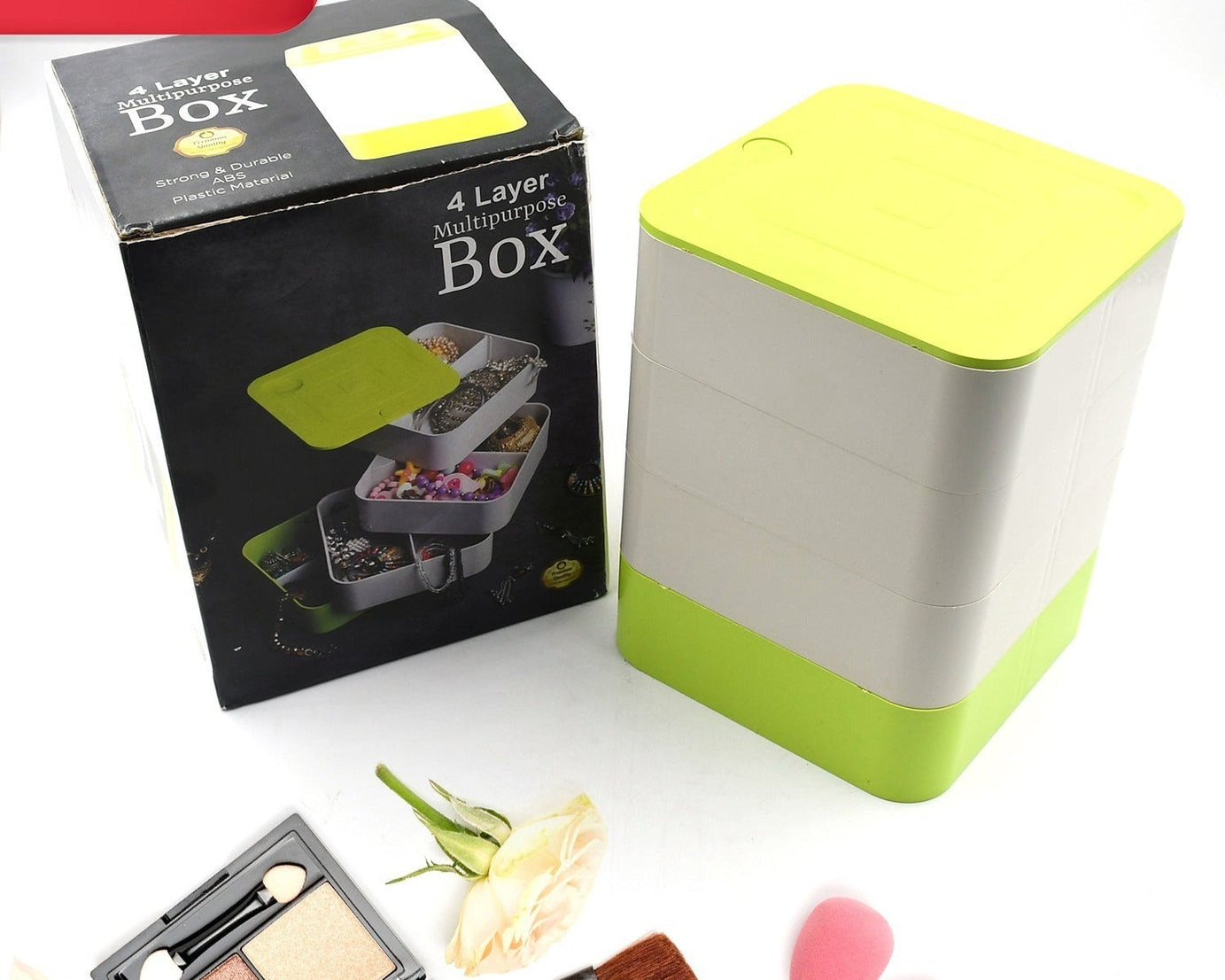 4 Layers Jewelry Box, 360 Degree Rotating Jewelry Box, Jewelry and Earring Organizer Box, Accessory Storage Box