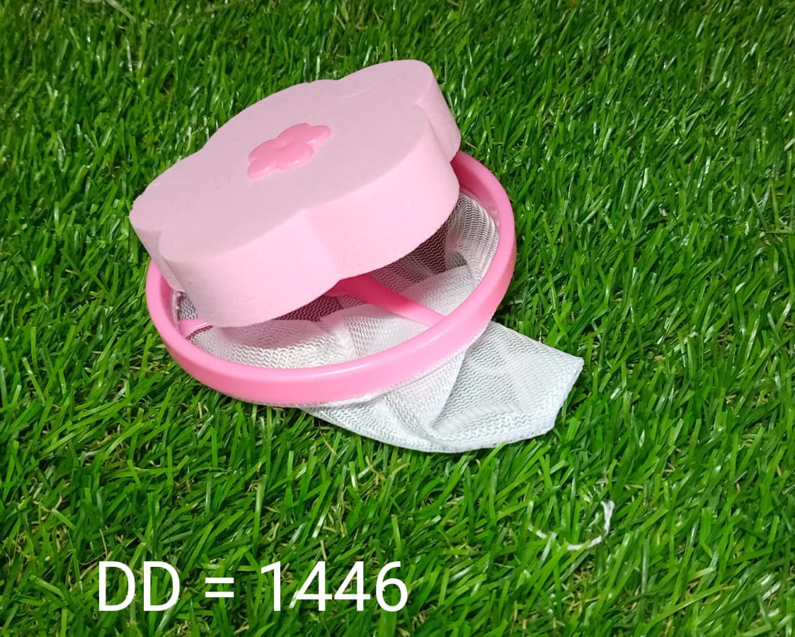 Mesh net bag for catching laundry lint and hair.