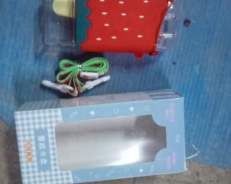 Portable Cute Water Bottle for Kids, Unique Ice Cream Shape water cup, Popsicle Shaped Plastic Kettle with Straw, Adjustable Shoulder Strap, BPA free, Leakproof (300 ML)