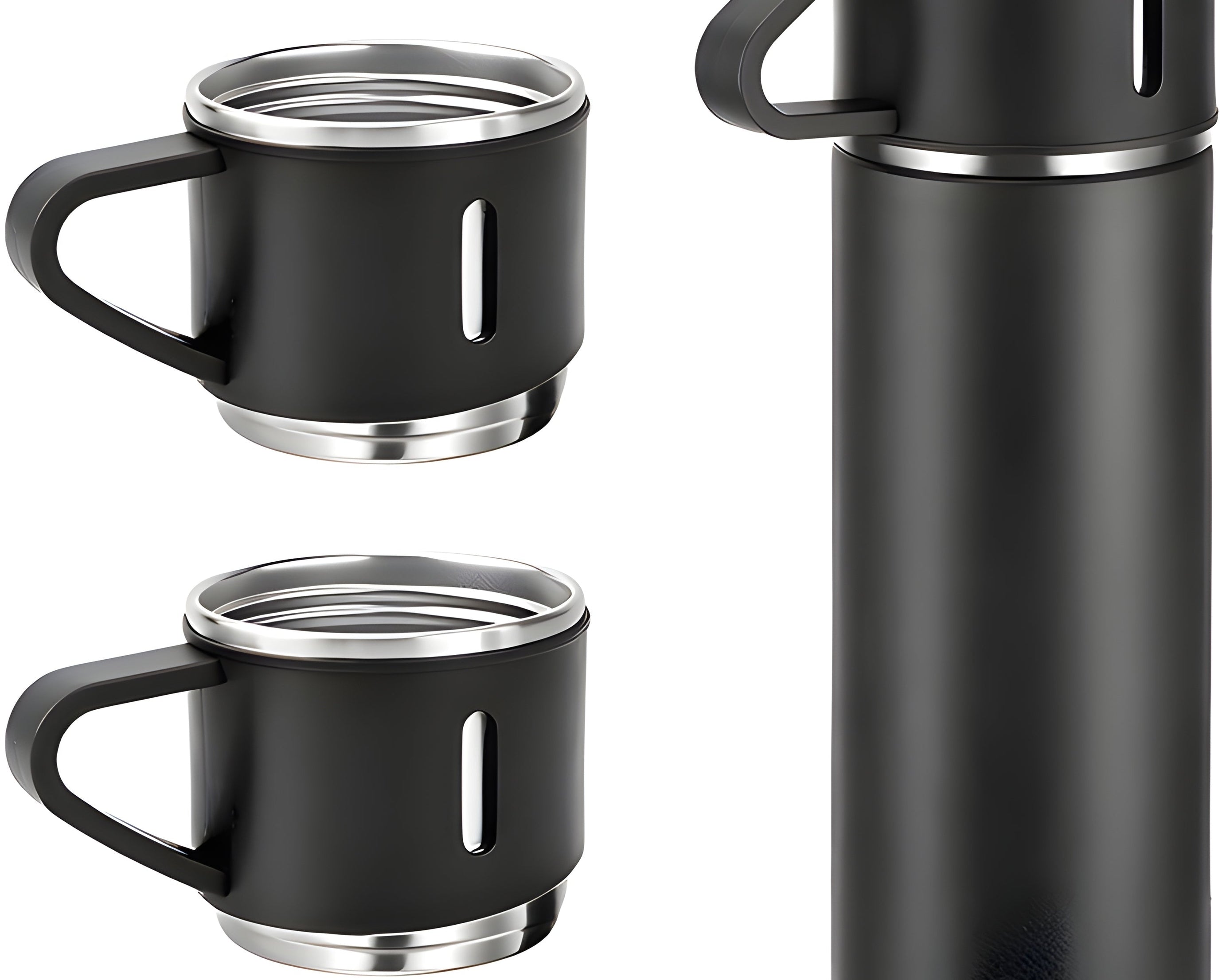 Customized/Personalized Stainless Steel Water Bottle Vacuum Flask Set With 3 Steel Cups Combo | Gifting Custom Name Water Bottle | Gifts for boyfriend/Girlfriend/Employee | 500ML |