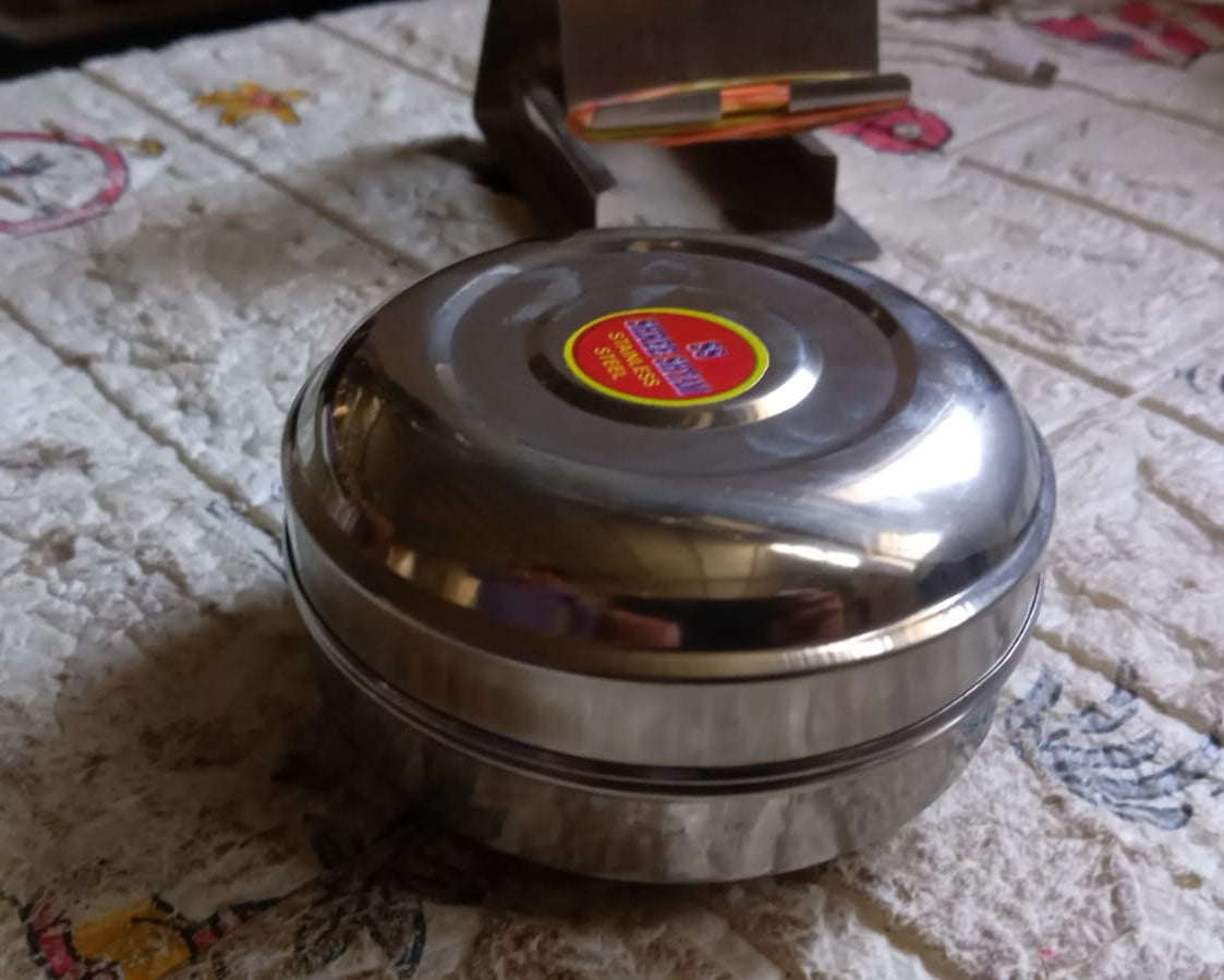 Multi-Purpose Stainless Steel Round Shape Tiffin Box - Small Gift For Baby Girl And Baby Boy For Office, School / Tuition / Picnic (big)