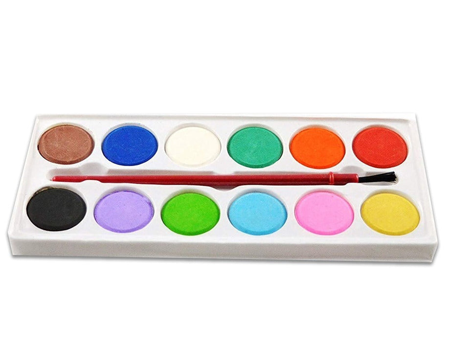 Watercolor kit with 12 shades and brush.
