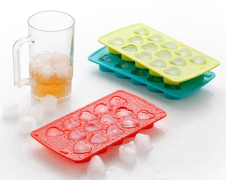 Heart-shaped ice cube tray, adds a festive touch to drinks.