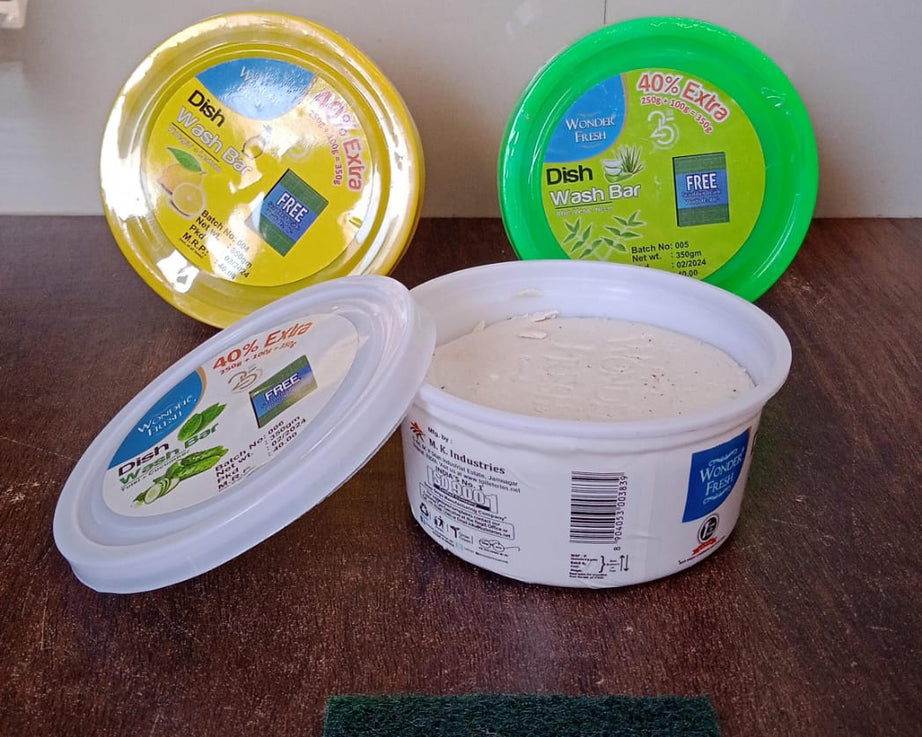 Fresh Mix Flavor Round Dishwash Bar With Super Scrubber Free Complete Dishwashing Solution, Tough Stains Remover (350 Gm)